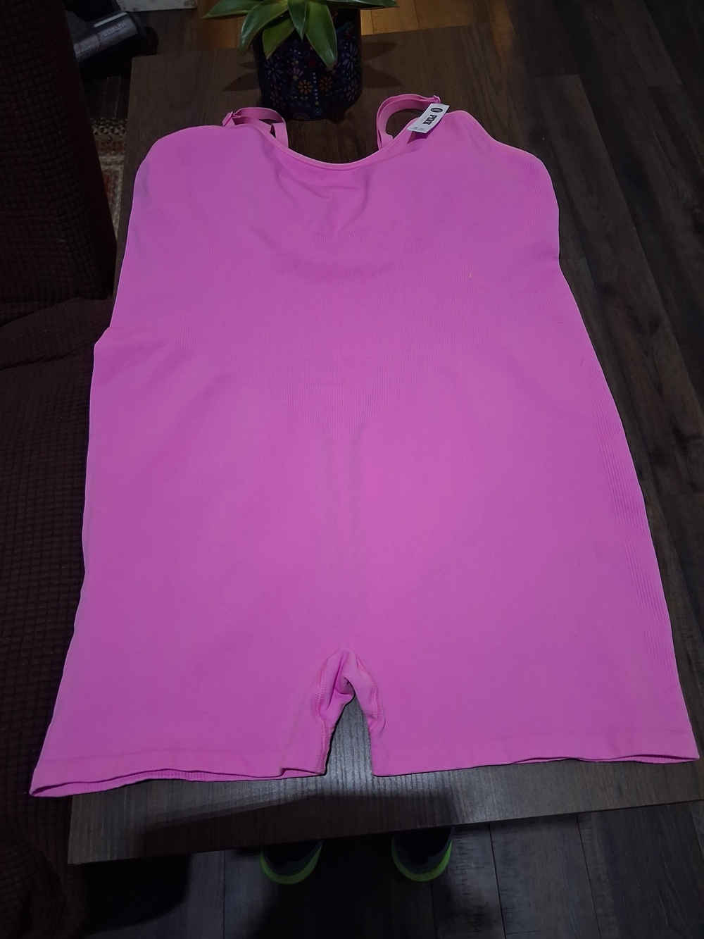 PINK Victoria's Secret Bright Pink Ribbed Tank Bodysuit Romper